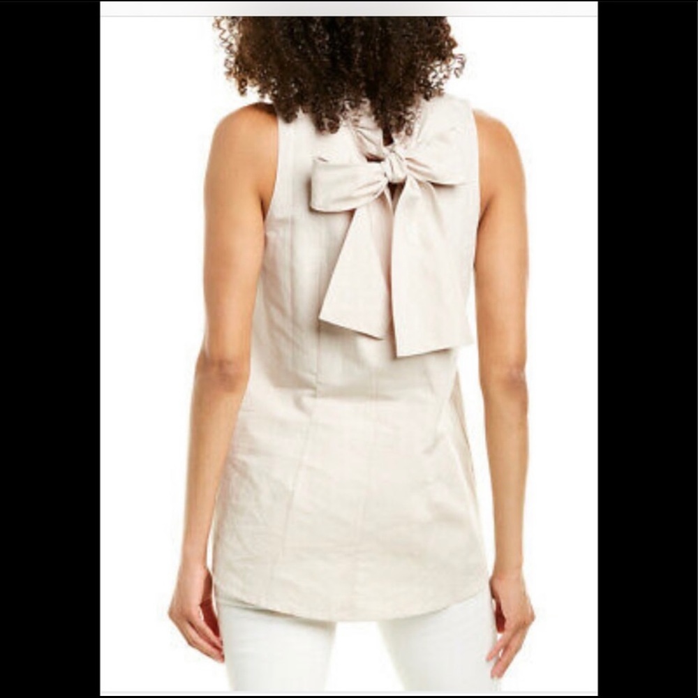 Tyler Boe Linen Blend Claudette Ruffle Neck Top